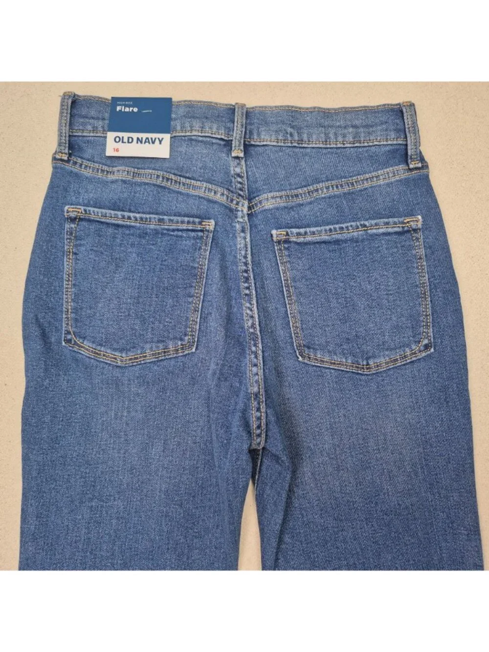Old Navy Juniors Distressed High Rise Flare Adjustable Blue Jeans Sz 26/28 NWT